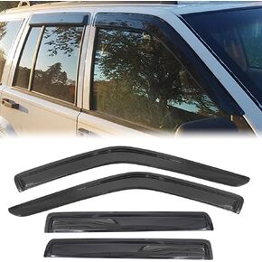 FREEMOTOR802® Tape-on Side Window Visors Wind Deflectors Rain Guards Vent Visors, Compatible with 1993-1998 Jeep Grand Cherokee, Slim Style Smoke Tinted Acrylic 4 Pieces in Saudi Arabia