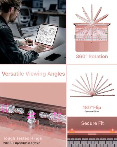 typecase Keyboard Case for iPad Pro 13 (M4) & iPad Air 13 (M3/M2, 2025/2024), Trackpad, 360° Rotatable, Wireless, 11-Colors Backlit for iPad Pro 12.9(6th/5th/4th/3rd Gen), Dark Black in Kuwait