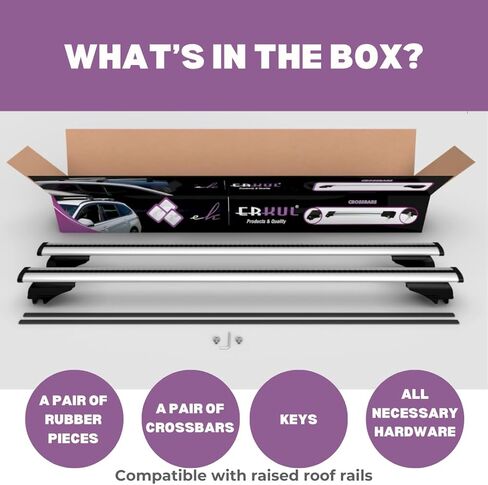 ERKUL Roof Rack Cross Bars for Ford Explorer 2020-2025 | Aluminum Crossbars with Anti Theft Lock for Rooftop | Compatible with Raised Rails - Black in Kuwait