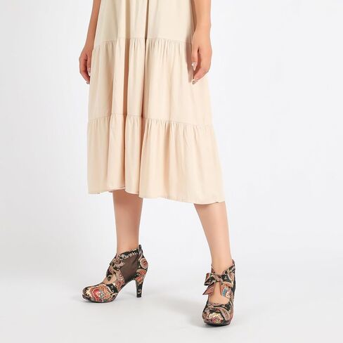 LIURUIJIA Womens Platform High Heels Bow Pumps Cutout Mesh Panel Wedding Work Party Dress Shoes in Kuwait