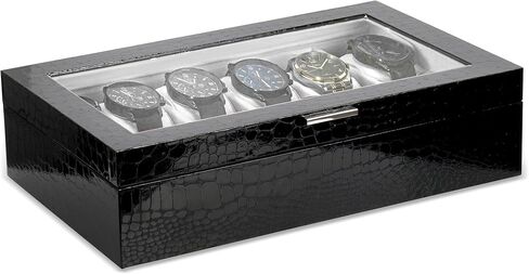 Prestige & Fancy Premium Turquoise 6 Slot Watch Case – Elegant Design Watch Box for Men, Luxurious Holder, Display Case, Holiday - birthday gift for men (window Lid), in Kuwait