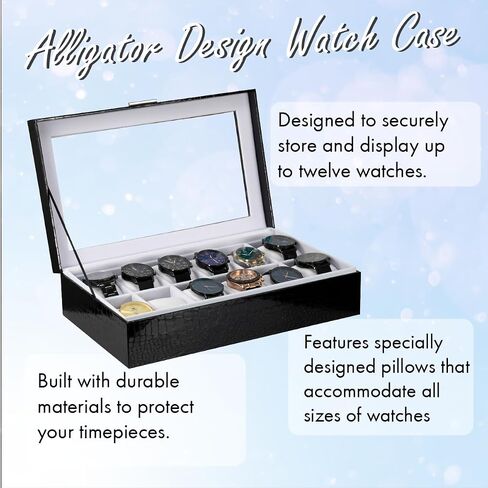 Prestige & Fancy Premium Turquoise 6 Slot Watch Case – Elegant Design Watch Box for Men, Luxurious Holder, Display Case, Holiday - birthday gift for men (window Lid), in Kuwait