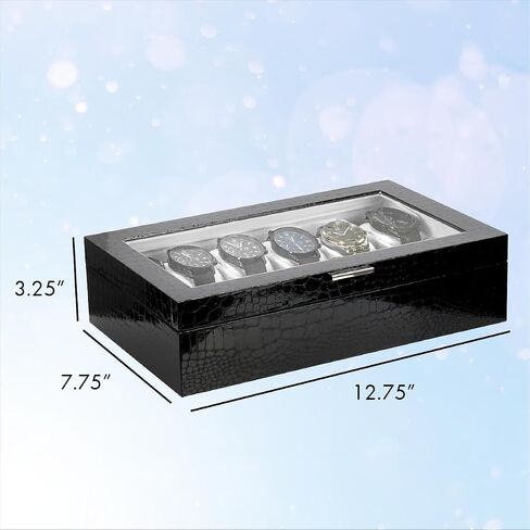 Prestige & Fancy Premium Turquoise 6 Slot Watch Case – Elegant Design Watch Box for Men, Luxurious Holder, Display Case, Holiday - birthday gift for men (window Lid), in Kuwait