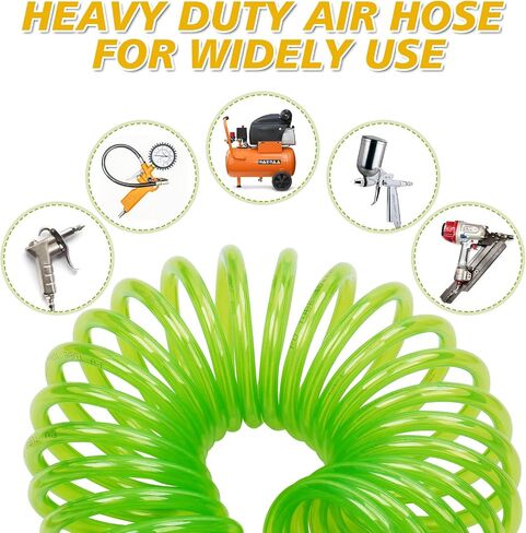 Air Compressor Hose 1/4 in x 25 ft PU Air Hose Kit with 1/4" Industrial Air Fittings and Bend Restrictors, Working Pressure of 300 PSI, Black in Saudi Arabia