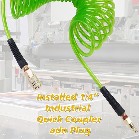 Air Compressor Hose 1/4 in x 25 ft PU Air Hose Kit with 1/4" Industrial Air Fittings and Bend Restrictors, Working Pressure of 300 PSI, Black in Saudi Arabia