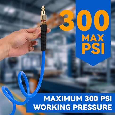 خرطوم ضاغط الهواء 1/4 في × 25 قدمًا من خرطوم الهواء مع 1/4 "تجهيزات الهواء الصناعية ومقيدات الانحناء ، وضغط العمل من 300 رطل ، والأسود in Kuwait