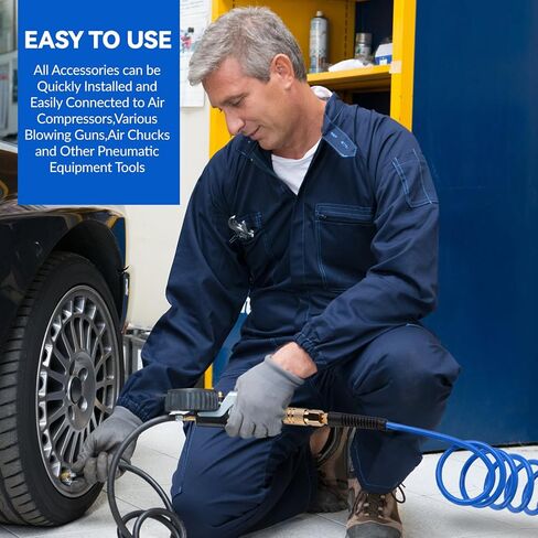 خرطوم ضاغط الهواء 1/4 في × 25 قدمًا من خرطوم الهواء مع 1/4 "تجهيزات الهواء الصناعية ومقيدات الانحناء ، وضغط العمل من 300 رطل ، والأسود in Kuwait