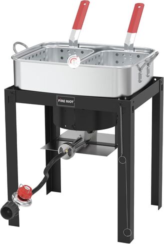 10QT Outdoor Fish Fryer Kit – Heavy-Duty Aluminum Pot, 6.7QT Basket, Propane Deep Fryer with 0-10 PSI Regulator & Steel Frame – Ideal for Seafood & More in Saudi Arabia