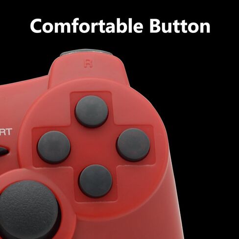 Eagolloar Wireless Controller 2 Pack for PS3, Dual Analog Bluetooth Rechargeable Game Controller for PS3 with Charging Cable,Dual Vibration- Red and Black in Kuwait