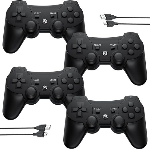 Eagolloar Wireless Controller 2 Pack for PS3, Dual Analog Bluetooth Rechargeable Game Controller for PS3 with Charging Cable,Dual Vibration- Red and Black in Kuwait