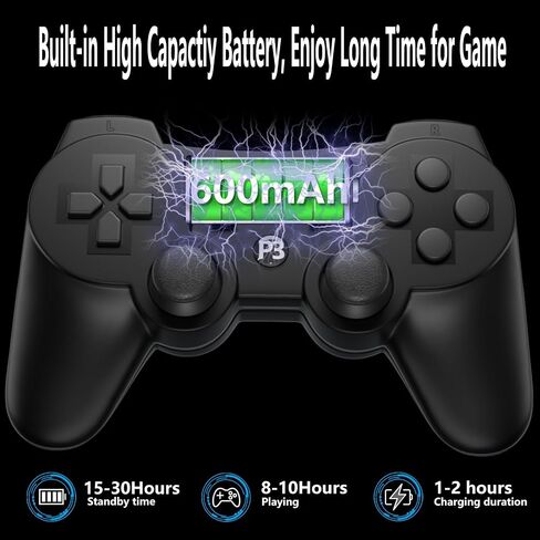 Eagolloar Wireless Controller 2 Pack for PS3, Dual Analog Bluetooth Rechargeable Game Controller for PS3 with Charging Cable,Dual Vibration- Red and Black in Kuwait