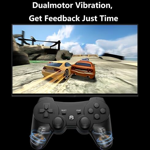 Eagolloar Wireless Controller 2 Pack for PS3, Dual Analog Bluetooth Rechargeable Game Controller for PS3 with Charging Cable,Dual Vibration- Red and Black in Kuwait
