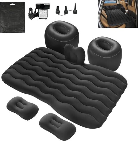 Vextone Inflatable Air Mattress Rear Back Seat Car Bed - PVC Thickened Travel Camping Air Mattress for SUV Cars, Black Sleeping Car Mattress - Universal Fit, with Pillows, Piers, Repair Pad in Saudi Arabia