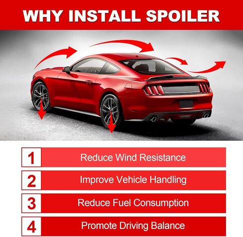 جناح المفسد الأسود اللامع المتوافق مع 6th Gen 2015-2023 Ford Mustang 2-Door Coupe ، Spoiler Trunk for V6/EcoBoost/GT/Bullitt/Mach 1/Shelby in Kuwait