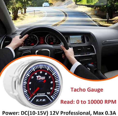 CAR Tacho Gauge 2 "52mm مقياس سرعة الدوران المقياس المقياس المقياس العالمي للمؤشرات RPM Univers in Kuwait