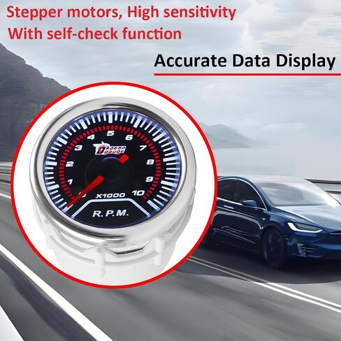 CAR Tacho Gauge 2 "52mm مقياس سرعة الدوران المقياس المقياس المقياس العالمي للمؤشرات RPM Univers in Kuwait