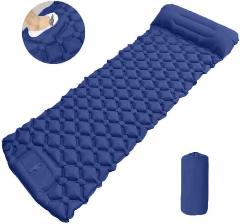 Ultralight Inflatable Camping Sleeping Pad – Compact Built-in Pillow,Waterproof & Durable –Connects to Double Bed and Ideal for Camping, Hiking & Outdoor Adventures in Saudi Arabia