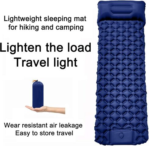 Ultralight Inflatable Camping Sleeping Pad – Compact Built-in Pillow,Waterproof & Durable –Connects to Double Bed and Ideal for Camping, Hiking & Outdoor Adventures in Saudi Arabia