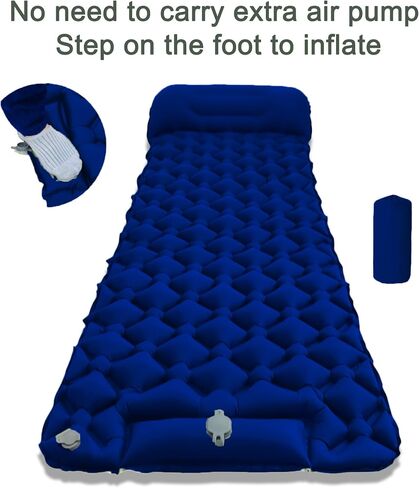 Ultralight Inflatable Camping Sleeping Pad – Compact Built-in Pillow,Waterproof & Durable –Connects to Double Bed and Ideal for Camping, Hiking & Outdoor Adventures in Saudi Arabia