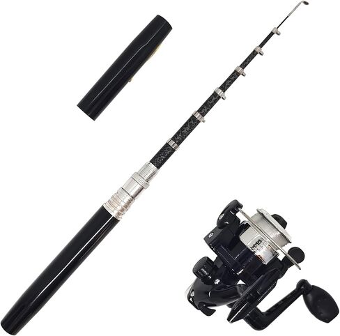 Portable Small Pen Fishing Rod Spinning Reel Combos, 38" 55" Compact Telescopic Fish Pole Kits for All Season Fishing in Rivers, Lakes, Ice, etc. in Saudi Arabia