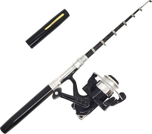 Portable Small Pen Fishing Rod Spinning Reel Combos, 38" 55" Compact Telescopic Fish Pole Kits for All Season Fishing in Rivers, Lakes, Ice, etc. in Saudi Arabia