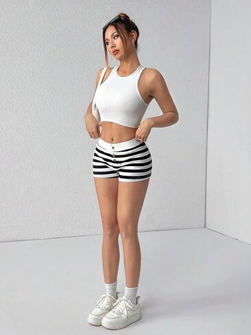 ZAFUL Women Y2K Lounge Shorts Bear Print Skinny Pajama Bottoms Elastic Button Front Sleep Shorts in Saudi Arabia
