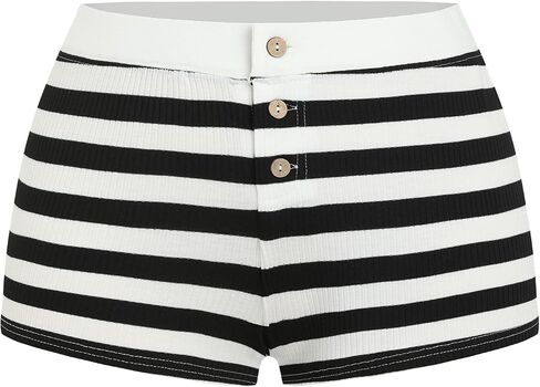 ZAFUL Women Y2K Lounge Shorts Bear Print Skinny Pajama Bottoms Elastic Button Front Sleep Shorts in Saudi Arabia