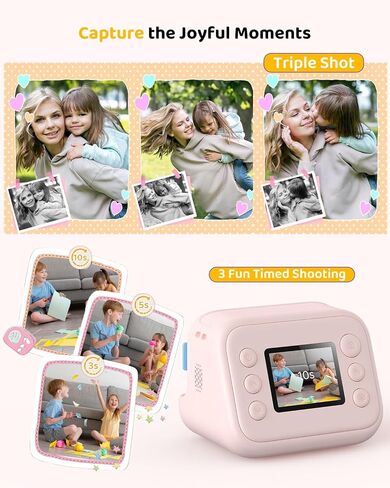 Kids Color Instant Print Camera – Kids Camera with 5 Color Photo Paper, 48MP & 1080P Video, 21 Fun Frames, 32G Card, Christmas/Birthday Gifts for Girls and Boys Ages 3 4 5 6 7 8 9 10 11 12 - in Saudi Arabia
