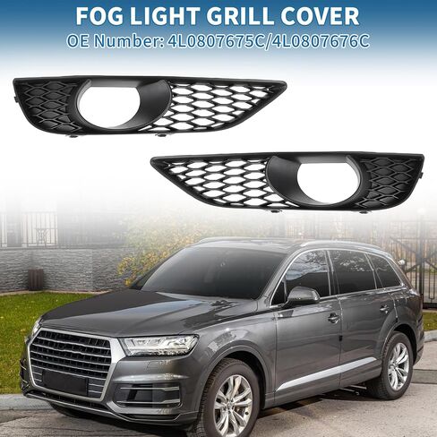 Fog Light Grill No.4L0807675C/4L0807676C 20.47"x4.13" Front Lower Bumper Fog Light Cover Inserts for Audi Q7 2010-2015 ABS Black in Saudi Arabia