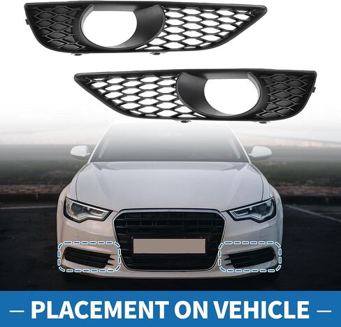 Fog Light Grill No.4L0807675C/4L0807676C 20.47"x4.13" Front Lower Bumper Fog Light Cover Inserts for Audi Q7 2010-2015 ABS Black in Saudi Arabia