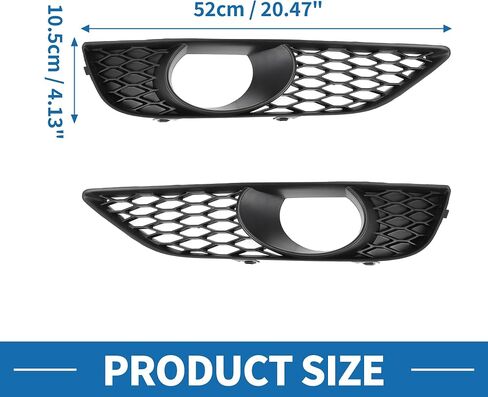 Fog Light Grill No.4L0807675C/4L0807676C 20.47"x4.13" Front Lower Bumper Fog Light Cover Inserts for Audi Q7 2010-2015 ABS Black in Saudi Arabia