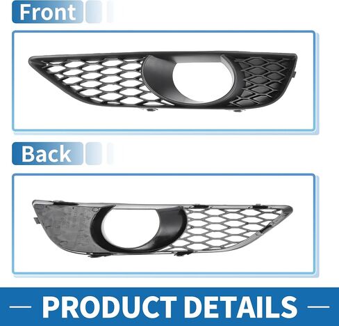 Fog Light Grill No.4L0807675C/4L0807676C 20.47"x4.13" Front Lower Bumper Fog Light Cover Inserts for Audi Q7 2010-2015 ABS Black in Saudi Arabia