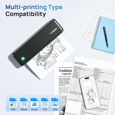 D820 Wireless Printer Compatible with Phone & Computer, Inkless Printer Supports 8.5" X 11" US Letter Size Thermal Printer Paper, Portable Printers Wireless for Travel (Matte Black) in Kuwait