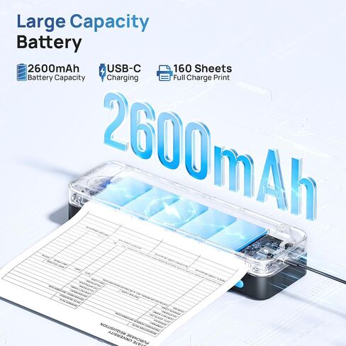 D820 Wireless Printer Compatible with Phone & Computer, Inkless Printer Supports 8.5" X 11" US Letter Size Thermal Printer Paper, Portable Printers Wireless for Travel (Matte Black) in Kuwait