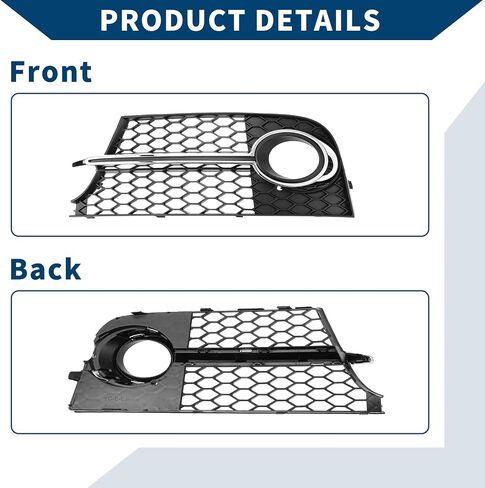 No.8J0807681K Fog Light Grill for Audi TT MK2 TTS 2011-2014 Front Left Front Lower Bumper Fog Light Cover Inserts ABS 1 Pc Black Silver Tone in Saudi Arabia
