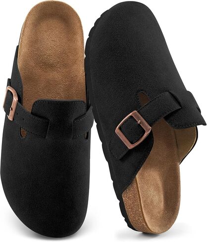 Alicegana Clogs for Women Cork Footbed - Comfortable Slip on Suede Mules Trendy Casual Potato Shoes Closed Toe Sandals in Kuwait