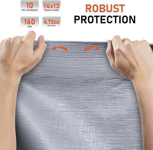 HOMESTEAD Waterproff Tarp 8' x 10', Medium Duty 10 Mil Poly Tarp Cover with Metal Grommets, Great for Outdoor Storage and Home Use - Silver/Black in Kuwait