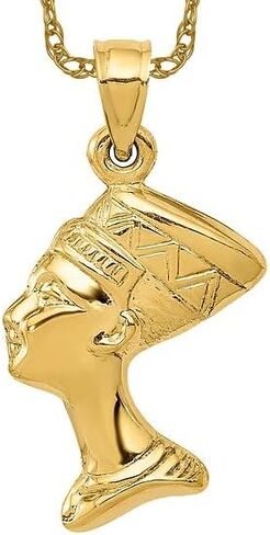 IceCarats 14K Solid Yellow Gold Queen Nefertiti Necklace Egyptian Goddess Pendant African Charm in Kuwait