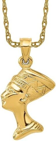 IceCarats 14K Solid Yellow Gold Queen Nefertiti Necklace Egyptian Goddess Pendant African Charm in Kuwait