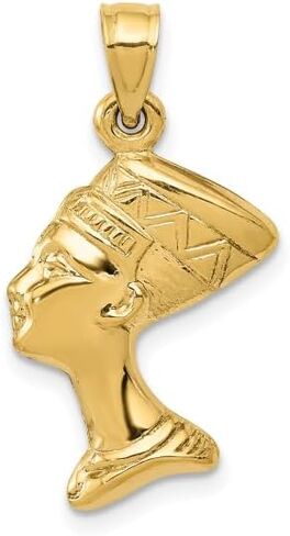 IceCarats 14K Solid Yellow Gold Queen Nefertiti Necklace Egyptian Goddess Pendant African Charm in Kuwait