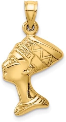 IceCarats 14K Solid Yellow Gold Queen Nefertiti Necklace Egyptian Goddess Pendant African Charm in Kuwait