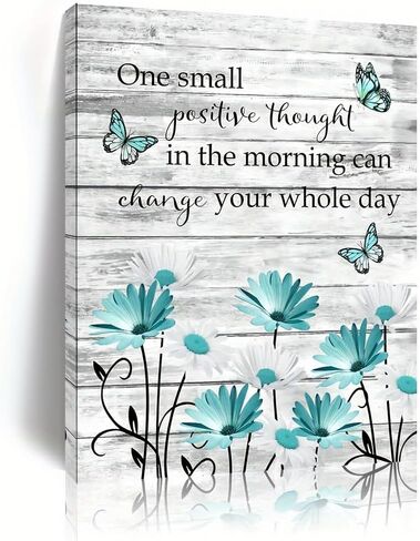 1 Piece of Framed Wall Art Daisy Butterfly Teal Daisy & Butterfly on Rustic Wall Art For Living Room for Home Décor, Living Room & Bedroom, Funny Bathroom Wall Art Holiday Gift for Her in Saudi Arabia