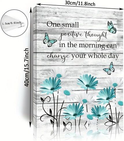 1 Piece of Framed Wall Art Daisy Butterfly Teal Daisy & Butterfly on Rustic Wall Art For Living Room for Home Décor, Living Room & Bedroom, Funny Bathroom Wall Art Holiday Gift for Her in Saudi Arabia
