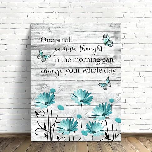 1 Piece of Framed Wall Art Daisy Butterfly Teal Daisy & Butterfly on Rustic Wall Art For Living Room for Home Décor, Living Room & Bedroom, Funny Bathroom Wall Art Holiday Gift for Her in Saudi Arabia