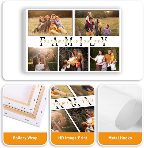 Xzartdiy مخصصة الصورة المطبوعة مع صورك ، 5 صور ملصقة طباعة ، فنية الجدار المخصصة لديكور الزفاف في المكتب المنزلي العائلي ، هدايا مخصصة لليوم الأب والأم 12x8 '' ' in Saudi Arabia