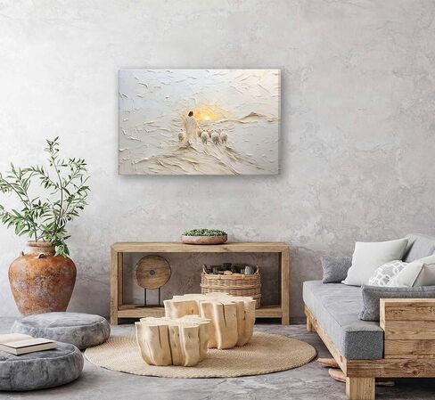 Jesus Walking On Water Canvas Wall Art Christian God Painting Wall Decor Minimalist Faith Inspirational Divine Print Poster Print Artwork for Living Foom Bedroom Christian Church Home Decoration in Kuwait