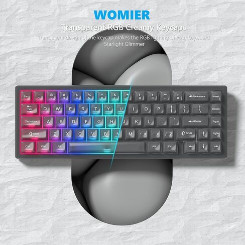 Womier Keyboard Keycaps Clear, Pink Keycaps 60 65 75 100 Percent, Transparent Jelly Cute Custom Key Cap Set for Cherry MX, Kailh, Outemu, Gateron Mechanical Keyboards(MDA Profile) in Saudi Arabia