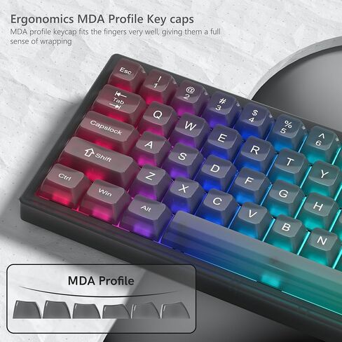 Womier Keyboard Keycaps Clear, Pink Keycaps 60 65 75 100 Percent, Transparent Jelly Cute Custom Key Cap Set for Cherry MX, Kailh, Outemu, Gateron Mechanical Keyboards(MDA Profile) in Saudi Arabia