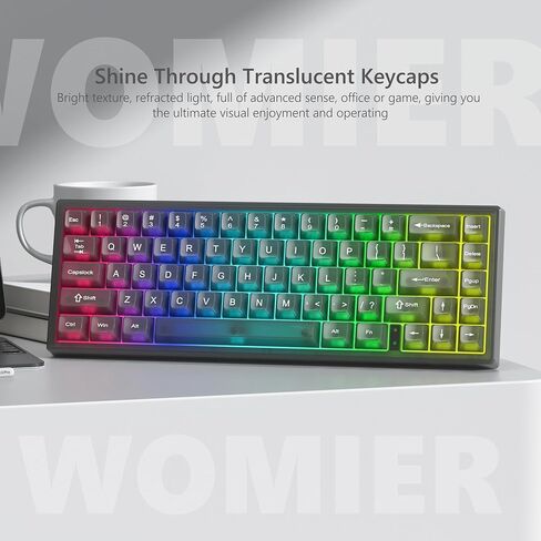 Womier Keyboard Keycaps Clear, Pink Keycaps 60 65 75 100 Percent, Transparent Jelly Cute Custom Key Cap Set for Cherry MX, Kailh, Outemu, Gateron Mechanical Keyboards(MDA Profile) in Saudi Arabia