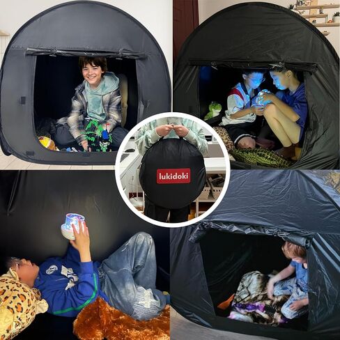 خيمة حسية للأطفال الذين يعانون من شهادة CPC - الزاوية الحسية الهادئة تساعد التوحد ، اضطراب فرط الحركة ونقص الانتباه ، الأطفال SPD الاسترخاء ، تقليل القلق - ألعاب خيمة Protable Protable Blackout Play Add Windows in Kuwait